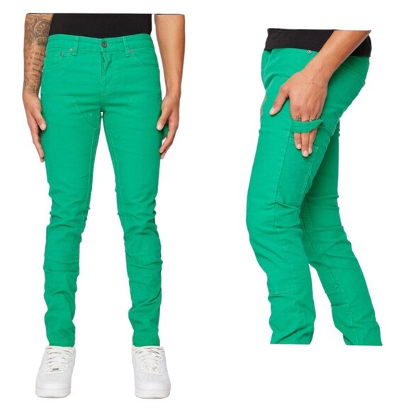 Valabasas Green‎ Slim Fit Cotton/Spandex Mens Trousers Size 30 With Button Fly & - Picture 2 of 13